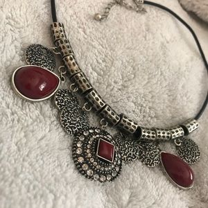 Burgundy pendant necklace